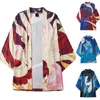 Chemises décontractées pour hommes chemises jacke japonais kimono hommes sans clôture 3/4 à manches midi midi imprimé ethnique de cosplay streetwear vêtements