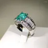 Clusterringen Luxe delicate dames Hoge kwaliteit imitatie Prinses Paraiba diamanten ring Feestverjaardagscadeau