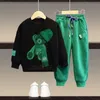 Autumn Baby Girl Boy Clothes Set Children Sports Cartoon Bear Sweatshirt Top and Pants Buttom Two Piece Suit Cotton Tracksuit 231226