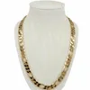 Mäns 10mm italiensk Figaro Link Chain Necklace 14K Guldpläterad 24 329w