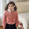 Manteau en duvet pour enfants, vêtements pour bébés filles, veste d'hiver à la mode, tissu en velours côtelé Orange rose doux, coton