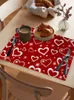 Tischsets, 4/6 Stück, Valentinstag, rotes Herz, Küche, Tischset, Esszimmer, Dekor, Matte für Zuhause, Kaffee, Tee, Tasse