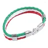 Charm Bracelets 2 Pcs Jewelry Bracelet Italian Flag Bangle Leather Alloy For Men's Women Green White Red Width 14 Mm - Length 20 Cm &