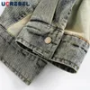 Veste en jean épissé HOMMES MANDES amovibles Wasted Spring Streetwear Streetwear Automne Jeans Men 231227