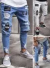 Mens Stretchy Ripped Skinny Embroidered Jeans Men's White Pants Destroyed Hole Slim Fit Denim High Quality Hip Hop Men trousers 231226