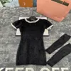 Women's dresses designer dress knitted woolen dress y2k short sleeved patchwork fashionable casual luxury