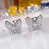 Stud Earrings Butterfly S925 Sterling Silver Studs 5A Zircon Super Flash For Women Fine Jewelry Wedding Party Holiday
