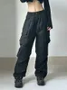 HOUZHOU Harajuku Oversized Cargo Parachute Pants Women Streetwear Vintage Y2k Hip Hop Wide Leg Joggers Baggy Sweatpants Techwear 231226