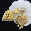 Summer Women's Vintage Court Style Pearl Bow Heart-Shape Earrings 231227