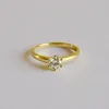 Yellow Gold Wedding Rings 5 ​​5mm Lab Diamond Stone Classic Luxury Six Claw 925 Silver Ring For Women Engagement Fashion Jewelry R042596