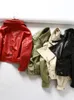 Ftlzz wiosna jesienna zielone faux skórzane kurtki swobodne kobiety krótkie vintage luźne luźne kurtki żeńskie czarne czerwone skórzane płaszcze 231226