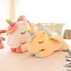 Giocattolo della peluche dell'unicorno arcobaleno Morbido cuscino colorato della bambola della peluche dell'animale farcito del pony Regalo di San Valentino di compleanno all'ingrosso