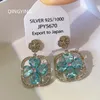 Nueva moda diseñada lujosa tacha colorida cristal colorido de cuatro hojas de la flor de la flor de la flor pendientes de mujeres de las mujeres diamantes de la primavera de primavera joyas de verano