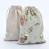 50pcs Linen Cotton Bag 10x14cm Muslin Cosmetics Gifts Jewelry Packaging Bags Cute Drawstring Gift Bag & Pouches1326F