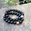 Sn0366 pedra natural moda 12mm contas pretas pulseira de pedra masculina mala yoga buda pulseira presente de natal jóias 248h