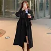 Kvinnors dike rockar Streetwear Loose Trench Coat Midi längd mode koreansk elegant khaki svart kvinnors vindbrytare kappa casual dubbel bröst toppar j231227