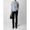 24SS Zadig Voltaire Circle Rainbow Wingレタープリントホットダイヤモンドコットン短袖Tシャツ新しい女性デザイナーコットンティーファッショントップ