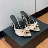 Classic Designer's New Fashion High Heels Bow Tie Pointed Sandals Baotou Women's Shoes Water Diamond Banquet Single Shoes French Slippers