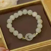 Strang Antiken Stil Hand Jewerly Gewinnen Glück Seil Koreanische Armreifen Armbänder Nachahmung Hetian Jade Frauen Chinesische Armbänder