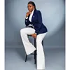 Frauen Zweiteilige Hosen Marineblau Frauen Blazer Sets Anzüge Maßgeschneiderte Kleidung Für Dame Party Prom Tragen Conjuntos Para Mujeres 2 Piezas