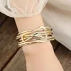 Charm Bracelets ALLYES Irregular Multilayer Metal PU Leather Wrap Bracelet For Women Fashion Inlaid Rhinestone Geometric Jewelry