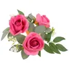 Candle Holders Artificial Rose Ring Flower Wreath Tea Light Wedding Table Centerpiece