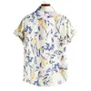 Men's Casual Shirts 2024 Vintage Floral Print Button Up Hawaiian Men Fashion Slim Short Sleeve Beach Holiday Tops For