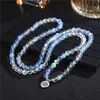 Halsband KO40G5 AURA GLASS Pärled Stretchhalsband för kvinnor Girl Luminous Bead 8mm Round Matte Mystic Quartz Glowing Jewellry Moonstone