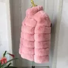 Giacca da donna in pelliccia sintetica Cappotto invernale caldo Plus Colletto alla coreana Rosa Donna 70 cm Manica lunga Fluffy 231226