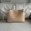 Bottegaaveneta Handbags Andiamos Bags Small Design Metal Rope Buckle Leather Woven Tote Bag One Shoulder Portable Large Capacity Vegetable Basket Bun Womens frj