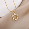 Mode Mogan David Star Pendant Halsband för kvinnliga män Israel Judiska 14K Gold Chain Star of David Necklace Jewelry Gift