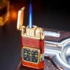 Creative Quartz Watch Windproof Lighter Metal Blue Light Butane Jet Flame Torch Lighter Rocker Ignition Men's Gift