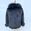 Kvinnors päls faux päls ny mode stickad riktig mink päls sjal rock vinter dam varm 100%naturlig äkta mink päls halsduk med stor räv päls krage j231227