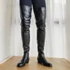 SEIIHEM Women Thigh High Boots Faux Leather Side Zip Round Toe Handmade Tall Boots Comfortable Shoes Woman Big Size 42 43 45 52 231226