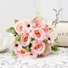 Fiori decorativi Seta Artificiale Camelie Bouquet Finto Cafe Decor Simulazione Fiore Crema Camelia Bianca Decorazione Floreale El