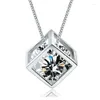 Pendant Necklaces S'rCopper Plated Silver Square Love Window Cube Female Korean Jewelry Version Necklace Wholesale