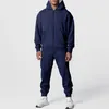 Herren-Trainingsanzüge 23 Frühling und Herbst, verdickter, einfarbiger Doppeltaschen-Hoodie, schmale Jogginghose, Freizeitanzug