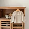 Charming Cozy Ins Autumn Baby Girls Knit Cardigan Sweater Lotus Collar Ruffled Hemline Infant Toddler Cute Coat 0-3Y 231226