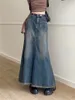 Etekler hmsevenjz 2023 Sonbahar Kore moda tasarımı hissediyorum polar fishtail etek kadın retro eski denim A-line kadın giyim