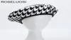 ROSELUOSI Herfst Winter Mode Houndstooth Baretten Hoeden Voor Vrouwen Zwart Wit Bonia Caps Vrouwelijke Gorras S181017083647413