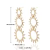 Stud Earrings Hollow Sun Design Encrusted Zircon Pendant Female Copper Plated 18K Gold Handcrafted Fashion Jewelry Exquisite