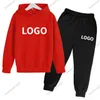 Anpassad barnsjuja 2 -stycken Set Boys Girls Fleece Kid Sportswear 4 To14 Years For Teenagers Jogging Hoodies Sweatpants 231226