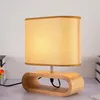 Tafellampen Massief Houten Slaapkamer Bedlampje Moderne Huisdecoratie Bureau Met Hessisch Linnen Lampenkap AU/EU/UK/US Plug AC85-265V