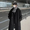 Lange Staub Mantel Männer Winter Koreanischen stil Graben Herren Solide Zweireiher Woolen Tuch Lose Beiläufige Trenchcoat Outwear 231226