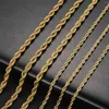 Chains 2-6MM Gold Color Twisted Rope Chain Necklace Stainless Steel Never Fade Waterproof Choker For Men Women Fashion Jewelry