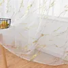 Curtain White Marble Printing Soft Tulle Curtains For Living Room Window Long Bedroom Home Decoration