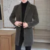 High-end sensação masculina moda bonito todo casaco de lã terno colarinho longo trench coat casaco de lã grosso casual jaqueta de inverno masculino 231226