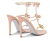 Talons de créateurs Sandale de mariage femmes rene c talons hauts renes-c Sandales bijoux élégantes CATERINA strass Double nœud marque de luxe designer super qualité