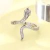 Anéis de cluster 925 prata banhado cobra de cristal para mulheres meninas nupcial presente de natal jóias anel de noivado e2367