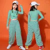 Stage Wear Kids Kpop Outfits Hip Hop Clothing Checkered T Shirt Casual Streetwear Sweat Jogger Pants For Girl Jazz Dance Costume Clothes